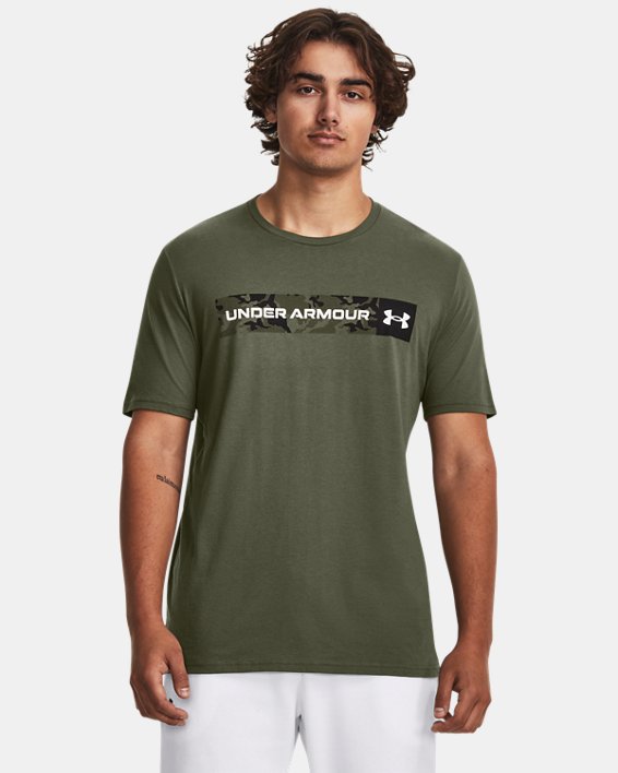 Men's UA Camo Chest Stripe Short Sleeve in Green image number 0